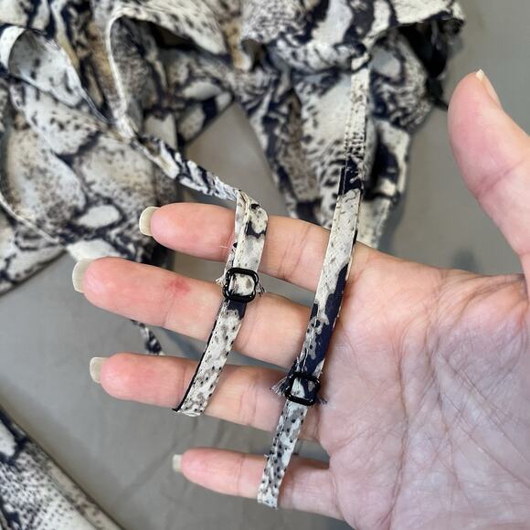 Super Down Dina Draper Sheer Chiffon Maxi Dress Snake Print Medium - Picture 12 of 16